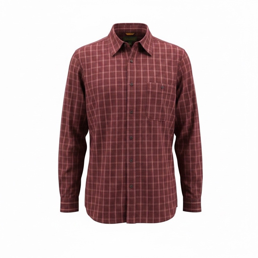 Timberland Button Down Shirt Mens Large Red Plaid Long Sleeve Cotton Casual